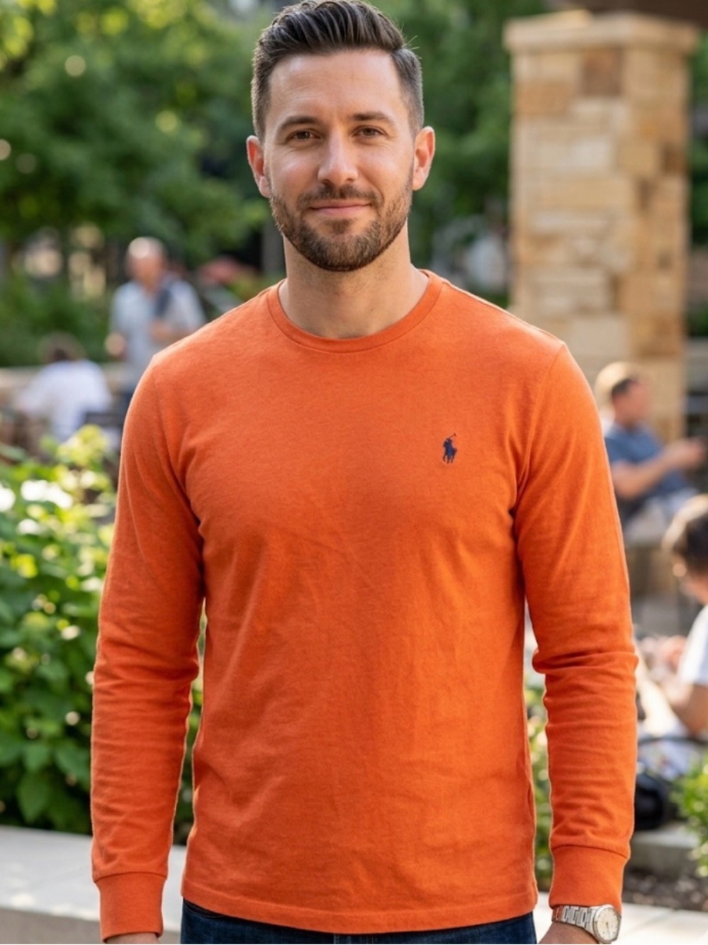 Polo Ralph Lauren Men’s Long Sleeve Orange T Shirt Medium  M
